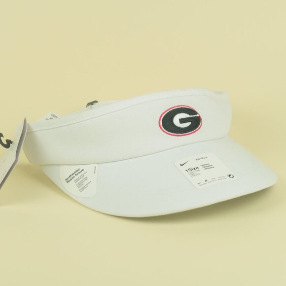 Nike Georgia Bulldogs Football Team Issue Hat Ace Visor White Kirby Smart New - Picture 1 of 10